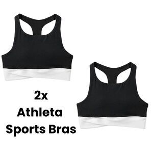 Athleta Black/White Transcend Crossover Bra - Set of 2 - Girls Size 14